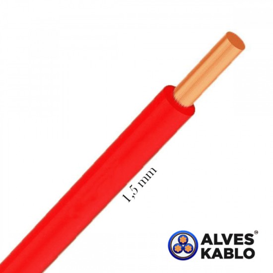 Alves 1,5 mm PVC İzoleli Tesisat NYA Kablo Kırmızı
