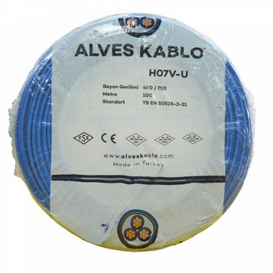 Alves 1,5 mm PVC İzoleli Tesisat NYA Kablo Mavi