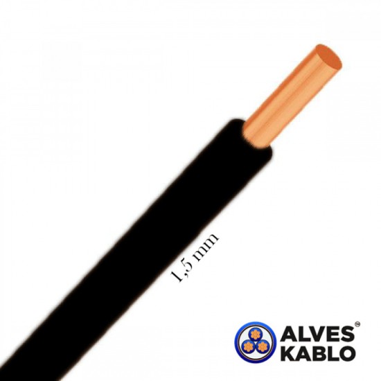 Alves 1,5 mm PVC İzoleli Tesisat NYA Kablo Siyah