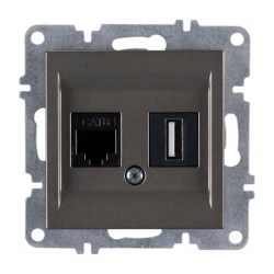 Arvia Karen Antrasit Data Cat6 + USB Data Prizi Modül + Kapak - 50 06 2000 256