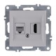 Arvia Karen Beyaz Data Cat6 + HDMI Prizi Modül + Kapak - 50 01 1000 255