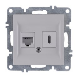 Arvia Karen Beyaz Data Cat6 + USB Type C Data Prizi Modül + Kapak - 50 01 1000 258