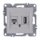 Arvia Karen Beyaz Data Cat6 + USB Data Prizi Modül + Kapak - 50 01 1000 256