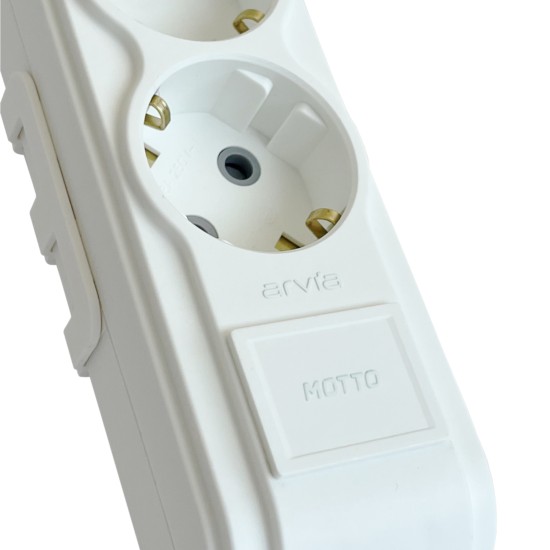 Arvia Motto Üçlü Topraklı Grup Priz Çocuk Korumalı 2 Metre Kablolu 35 01 1003 402