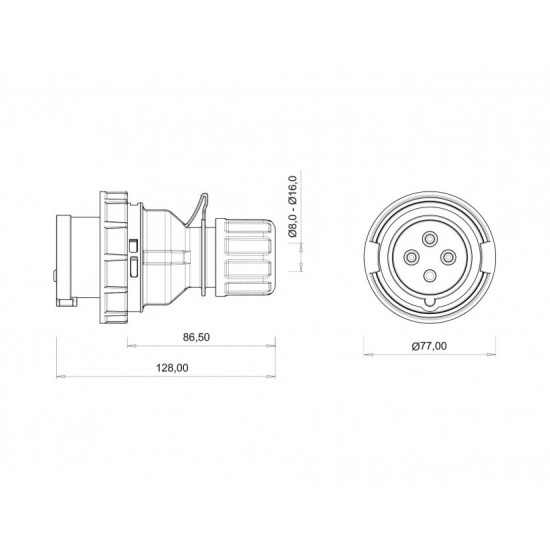 Bemis IP67 CEE Norm 4/16A Düz Fiş 380V - 450V BC1-1504-7011