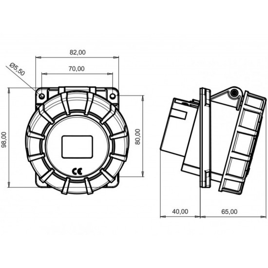 Bemis IP67 CEE Norm 5/32A 45 Derece Eğik Makine Priz 380V - 450V BC1-3505-7420