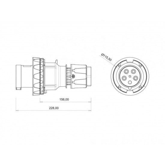 Bemis IP67 CEE Norm 5/63A Düz Fiş 380V-450V BC1-4505-7011