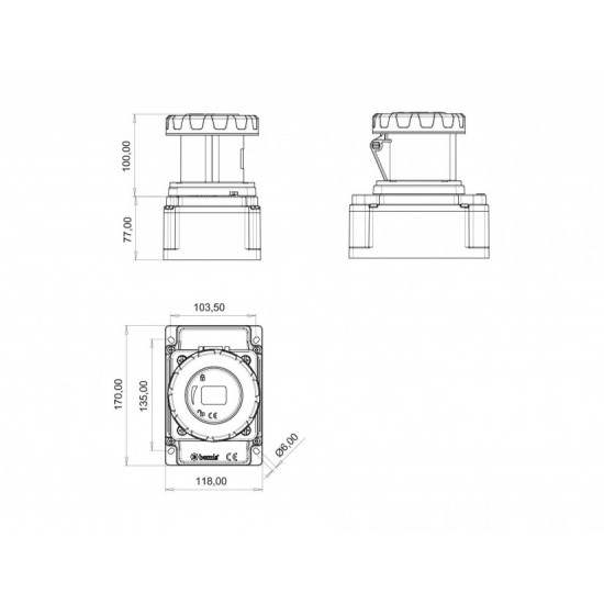 Bemis IP67 CEE Norm 5/63A Pilotlu Duvar Priz 380V-450V BC3-4505-7510