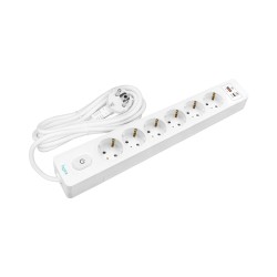 Byes BY80-141 6'lI Anahtarlı USB Hızlı Şarjlı 2m Kablolu Topraklı Priz | 20W PD QC Destekli