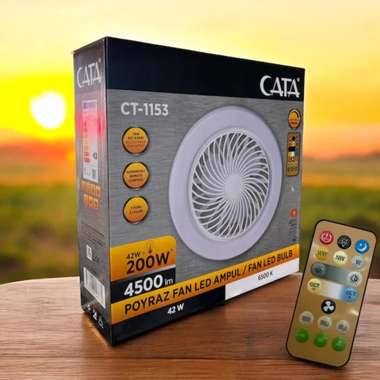 Cata 42W 3 Renk Yanma Modlu Dimlenebilir Fan Led Ampul CT-1153