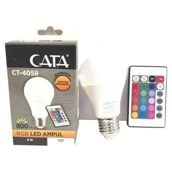 Cata CT-4058 LED Uzaktan Kumandalı Renk Değiştiren 9W E27 Rgb Ampul