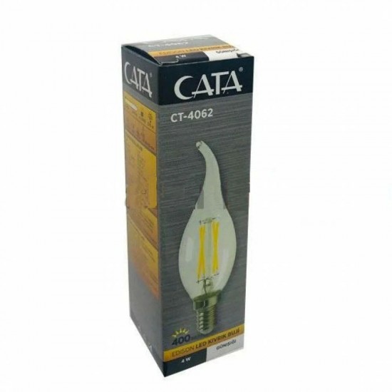 Cata CT-4062 4W Led Filament Kıvrık Buji Rustik Led Ampul 3200K Günışığı E-14