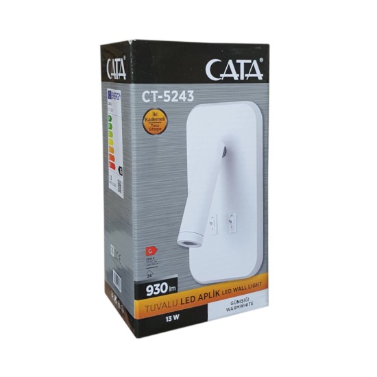 Cata CT-5243 13W Tuvalu İki Kademeli Beyaz Kasa Led Aplik
