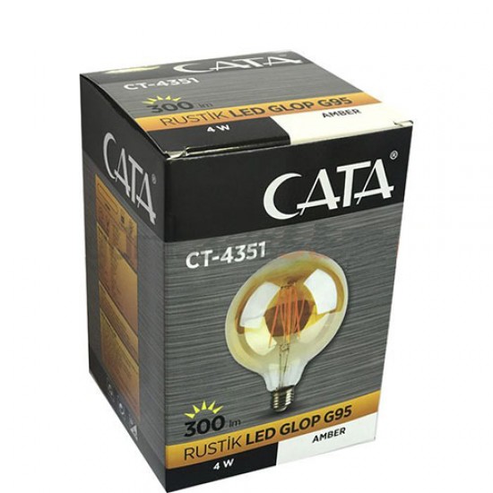 Cata 4W E27 2700K Sarı Işık Glop G95 Rustik Led Ampul CT-4351