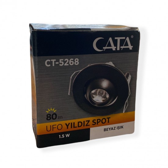 Cata CT-5268 1.5W Hareketli Led Ufo Yıldız Spot 3200K Günışığı Işık Siyah Kasa