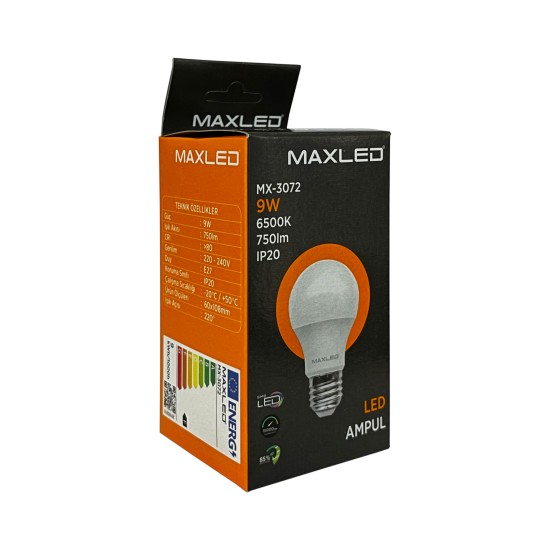 Maxled 9W Led Ampul 6500K Beyaz Işık E27