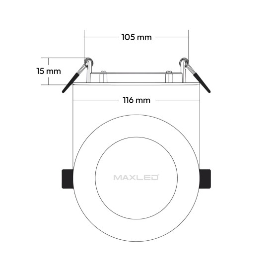 Maxled MX-1018 6W Siyah Kasa Yuvarlak Sıva Altı Led Panel 3000K Günışığı