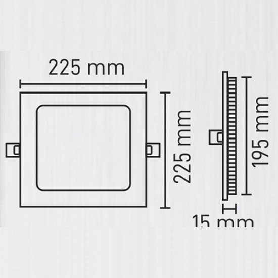 Maxled 18W Siyah Kasa Kare Sıva Altı Led Panel 3000K Günışığı