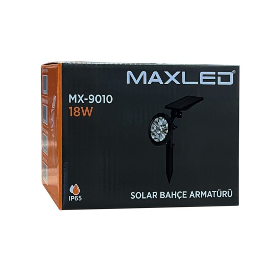 Maxled MX-9010 18W Led Solar Kazıklı Bahçe/Çim Armatürü Yeşil Işık