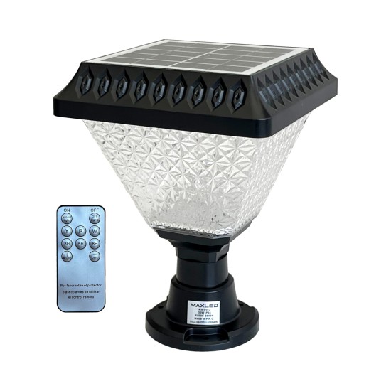 Maxled MX-9012 Solar Bahçe Armatürü | 30W Kumandalı 4 Işık Renkli Güneş Enerjili Dış Mekan Aydınlatma