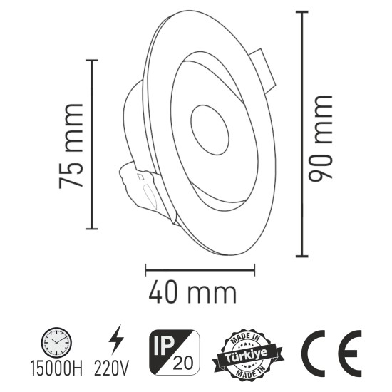 Maxled MX-2118 5W Cob Led Armatür Beyaz Kasa 3000K Günışığı