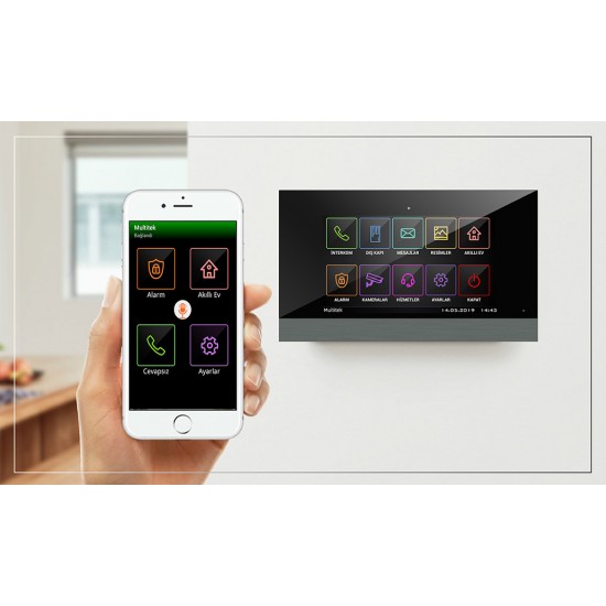 Multitek IP İnterkom VIP102-KNX Smart 10 inç  Alarm, KNX Röleli Akıllı Ev Monitörü Gri Kasa 9G 05 00 0081