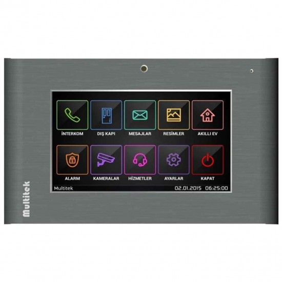 Multitek IP İnterkom VIP72-SMART-RL 8 Röleli Akıllı Ev Özellikli 7 inç LCD Daire Monitörü Gri Kasa 9G 05 00 0053