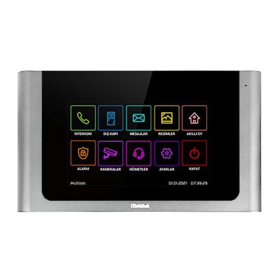 Multitek IP İnterkom VIP75-STD Standart 7 inç LCD Daire Monitörü Beyaz Kasa 9G 05 00 0106