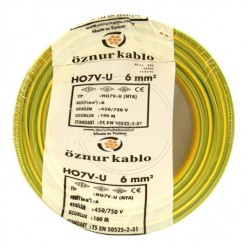 Öznur 6 HF NYA Kablo Sarı Yeşil 100 Metre
