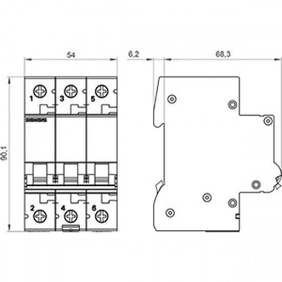 Siemens Trifaze 3x63A C Tipi Otomatik Sigorta 6kA 3 Kutuplu 5SL6363-7