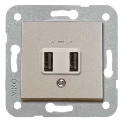 Viko 92605109 Novella/Trenda Saten USB Şarj Prizi Düğme (Mekanizma Hariç)  