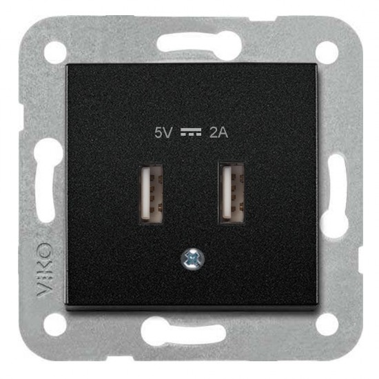 Viko 92605509 Novella/Trenda Siyah USB Şarj Prizi Düğme (Mekanizma Hariç)  