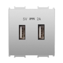Viko Panasonic Thea Modüler Metalik Beyaz 2M USB Priz Mekanizma + Düğme/Kapak