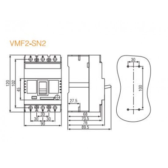 Viko VMF2-125-4-SN2 125A 4 Kutuplu 35kA Sabit Kompakt Şalter