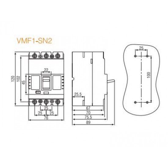Viko VMF1-100-4-SN2 100A 4 Kutuplu 25kA Sabit Kompakt Şalter