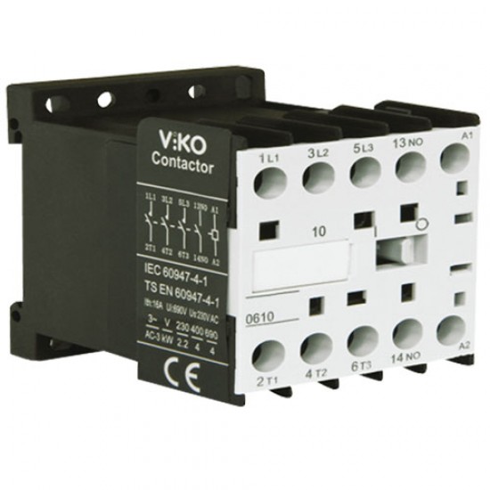 Viko VTCM-09/10/S 4 kW 9A 230V 1NO AC Mini Kontaktör